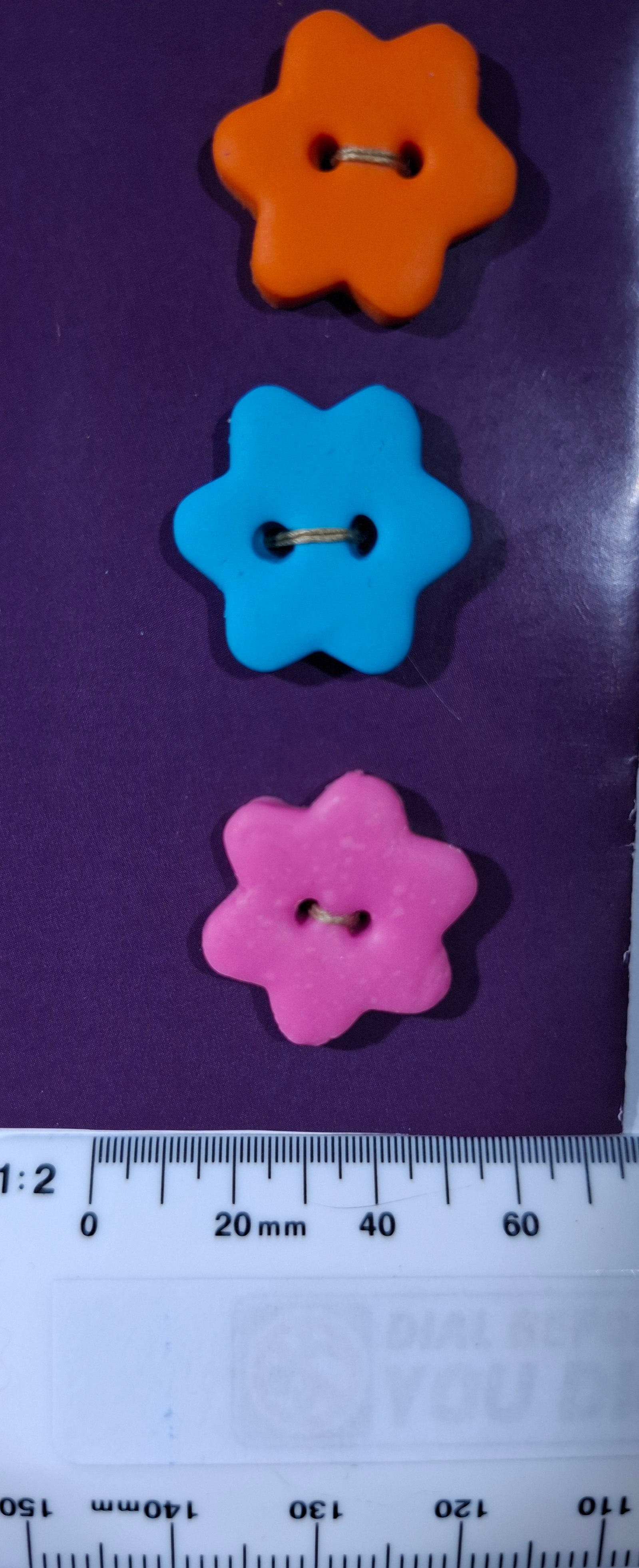 Star Buttons Pink Blue Orange