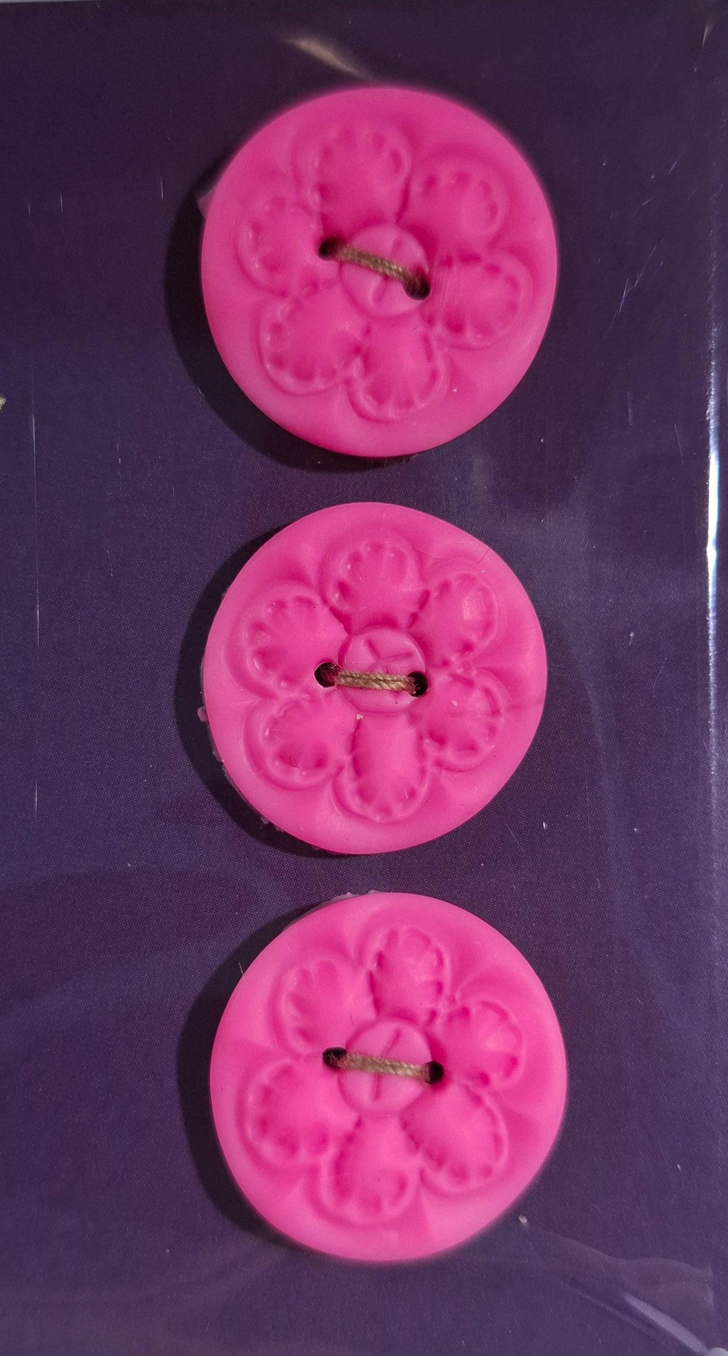 Round Stamped Pink Button