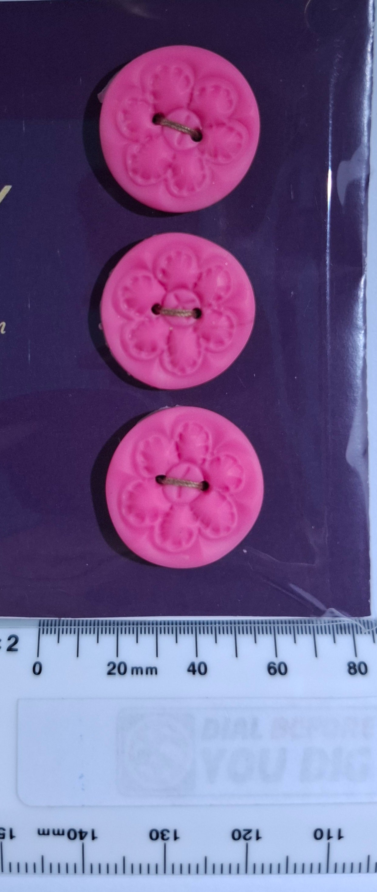 Round Stamped Pink Button