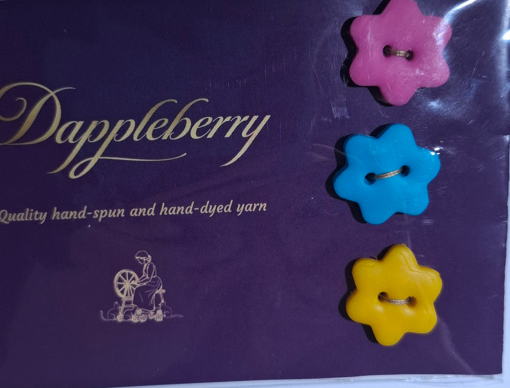 Star Buttons Pink Blue Yellow