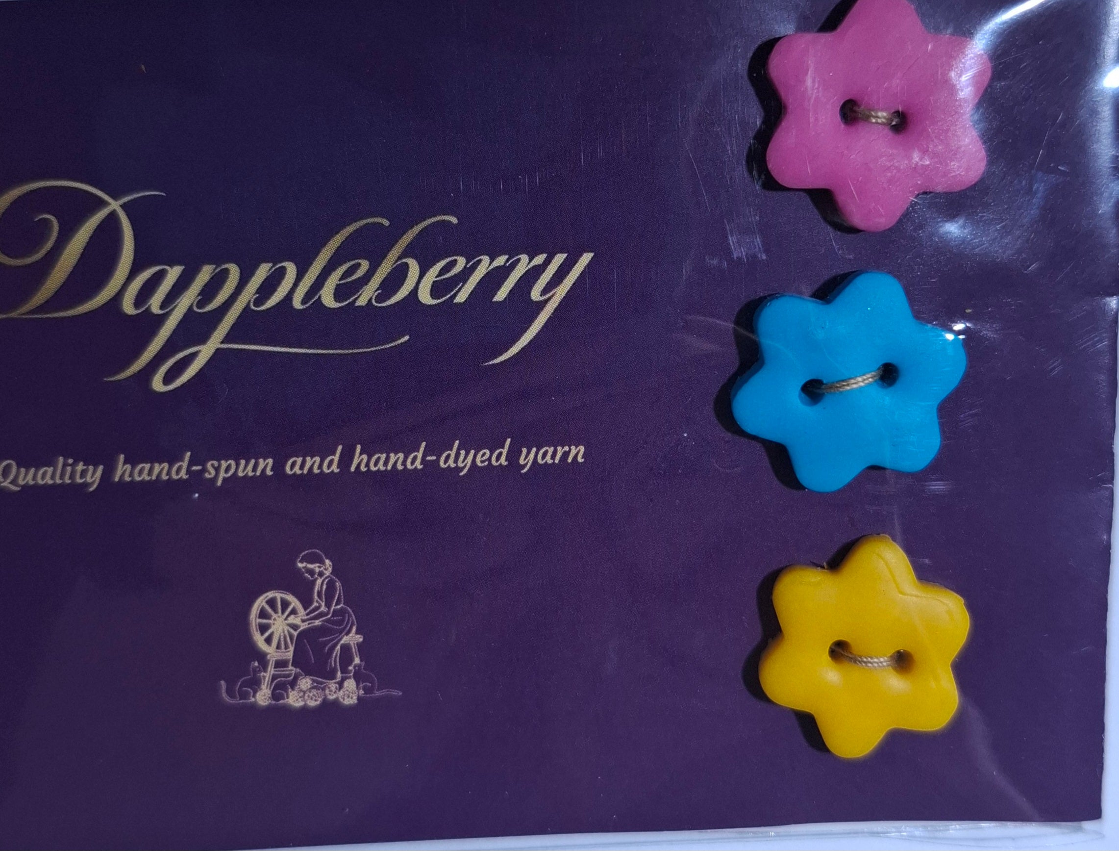 Star Buttons Pink Blue Yellow