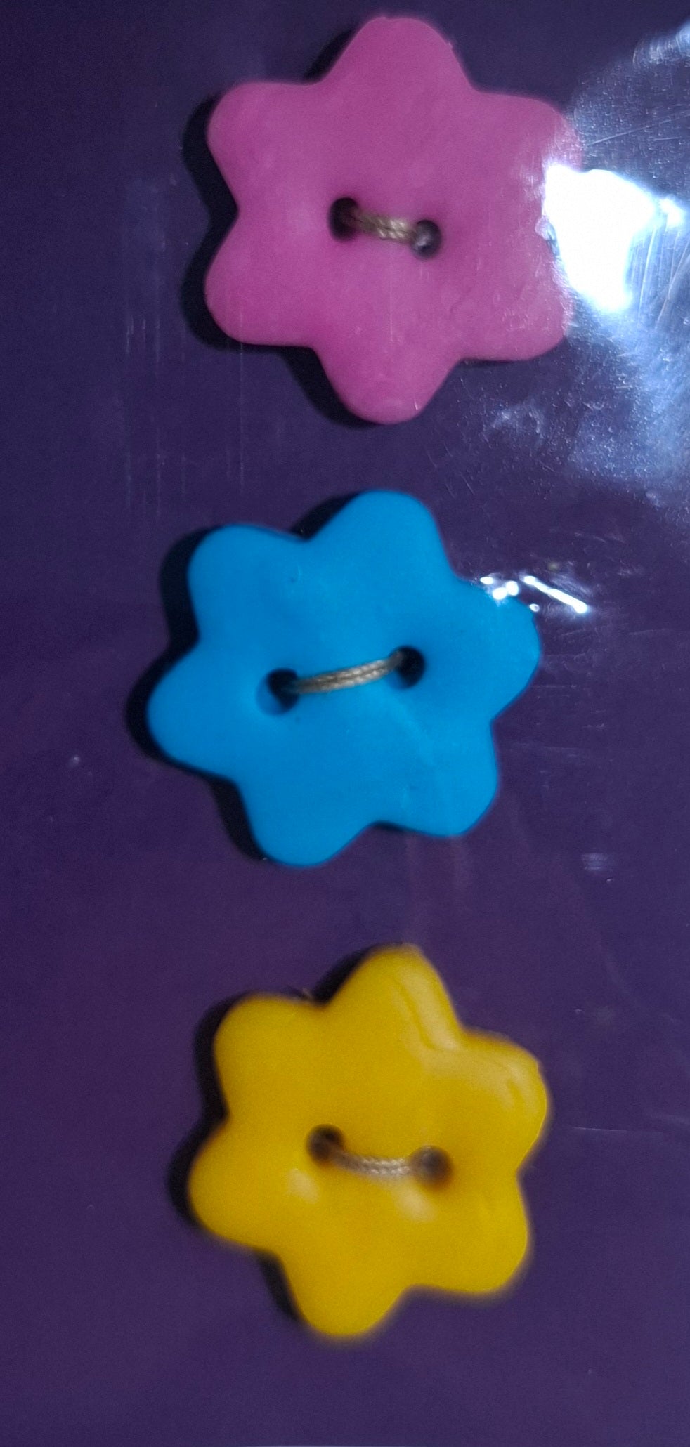 Star Buttons Pink Blue Yellow
