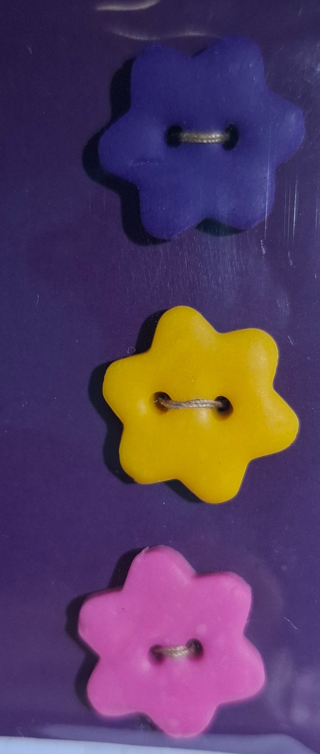 Star Buttons Purple Yellow Pink