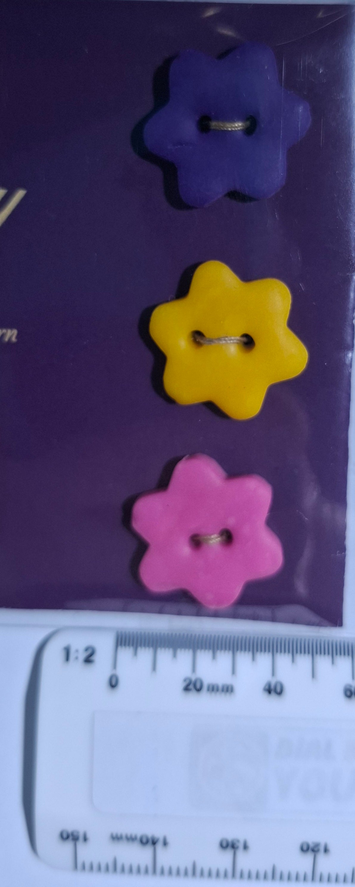 Star Buttons Purple Yellow Pink