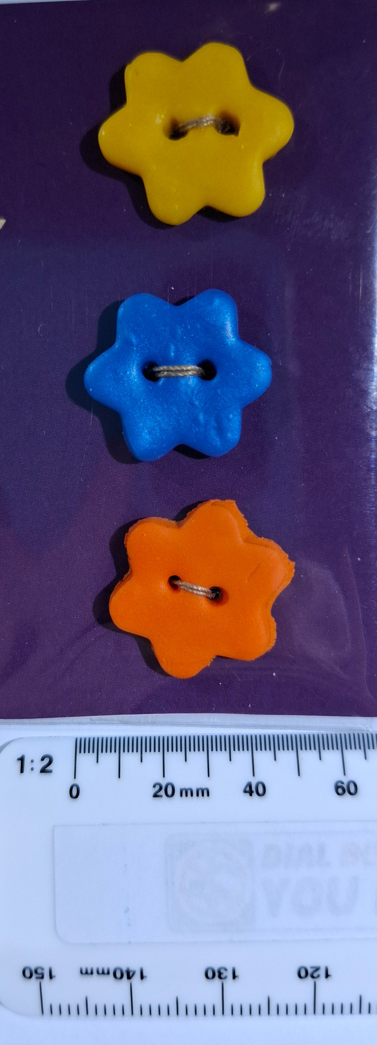 Star Button Yellow Blue Orange