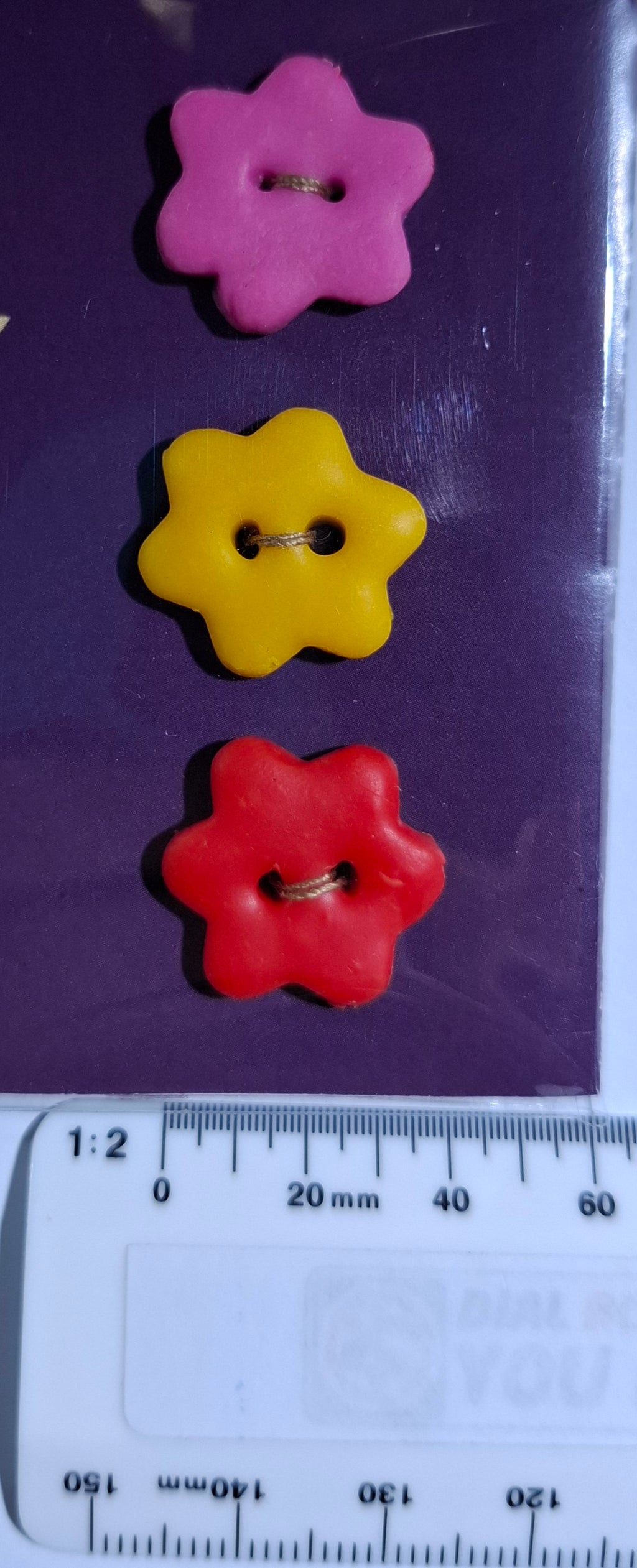 Star Button Pink Yellow Red