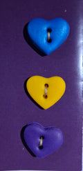 Heart Buttons blue yellow purple