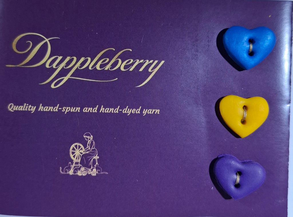 Heart Buttons blue yellow purple