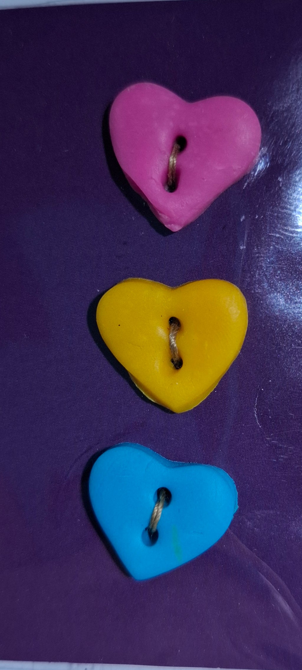 Heart Button Pink Yellow Blue