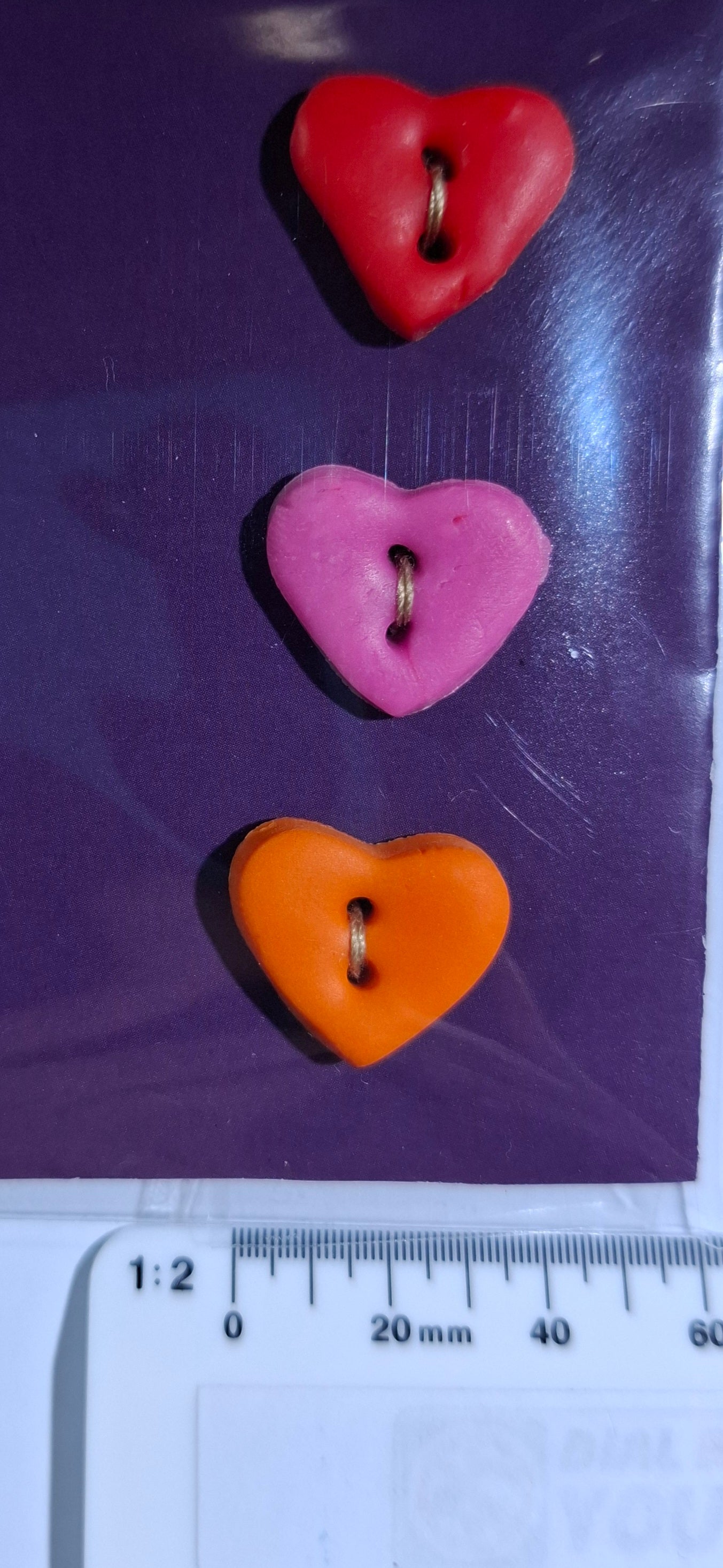 Heart Button Red Pink Orange