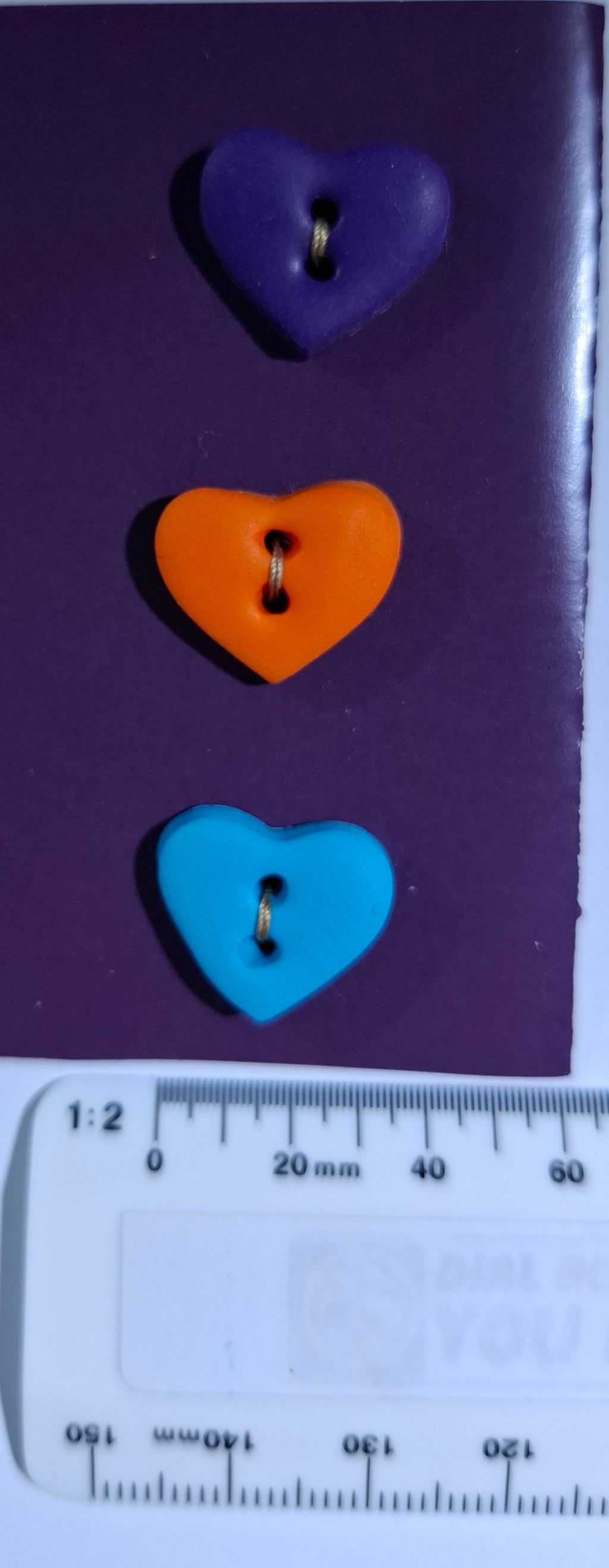 Heart Button Purple Orange Blue