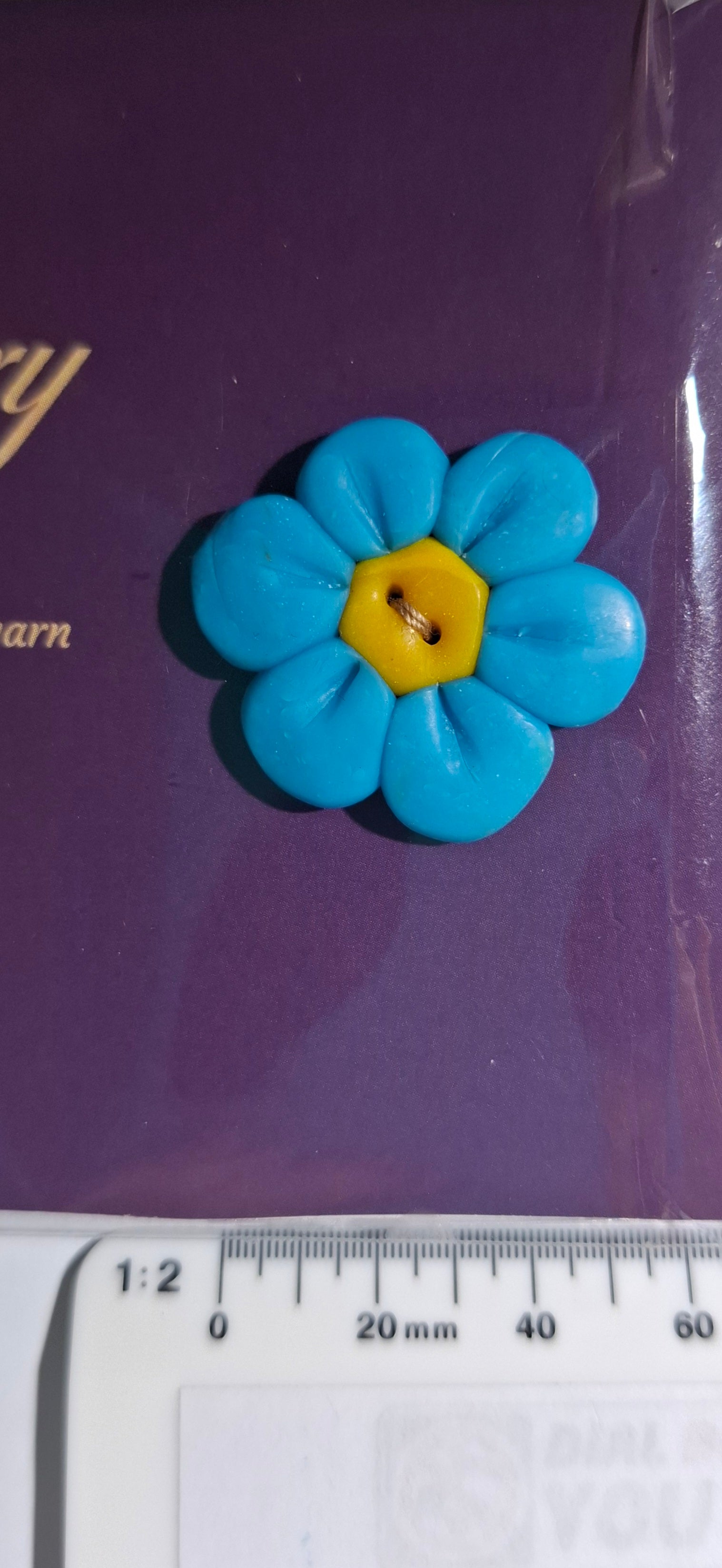 Flower Button Blue 10
