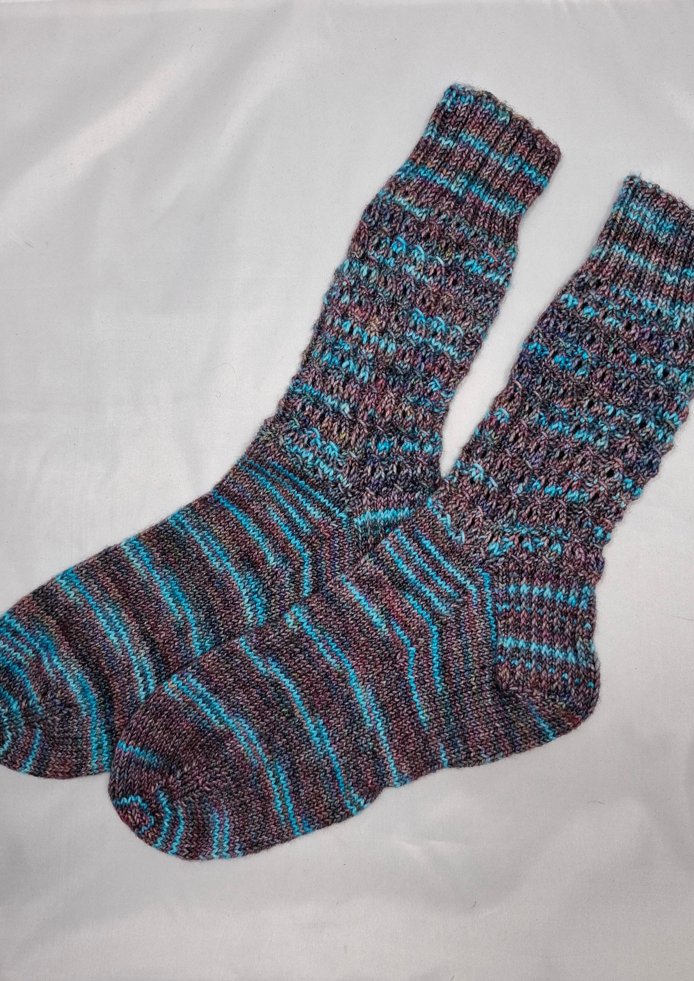 Socks Stripped Blue Grey Lace 16